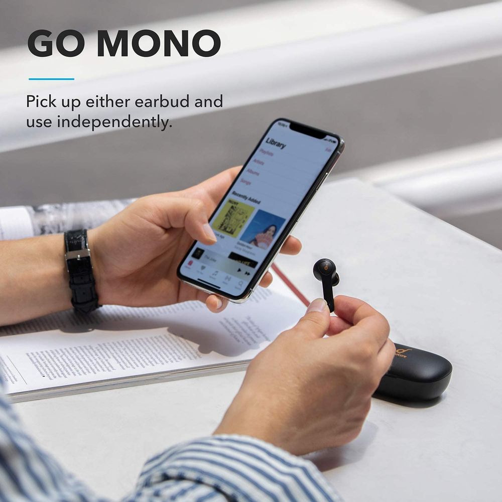 Soundcore Life P2 Earbuds- Go Mono. Pick up either earbud and use independently.